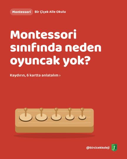 Kırmızı zemin üzerinde Montessori sınıfında neden oyuncak yok başlığı ve ahşap silindir blok çizimi